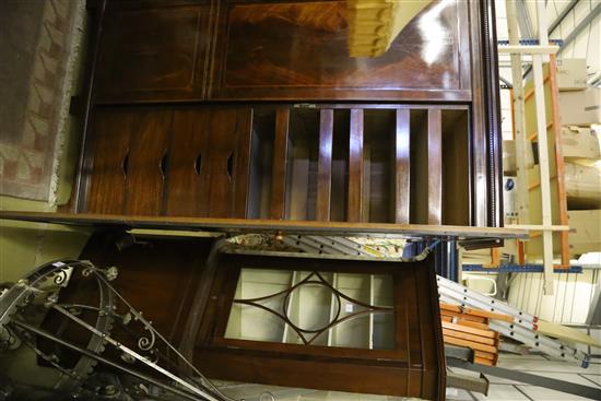 An Edwardian mahogany and boxwood line inlaid two door compactum wardrobe, W.194cm, D.61cm, H.215cm